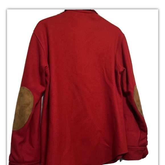 Vtg Chaps Ralph Lauren Men Red Sz 44L Wool Blend Suede Elbow Patch Button Shirt - Picture 3 of 8